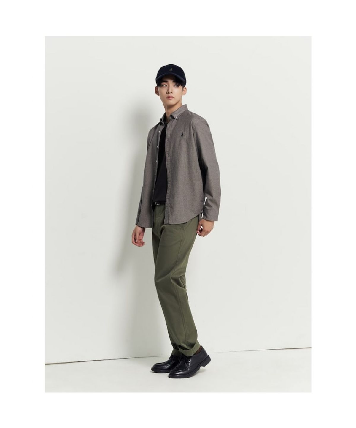 빈폴 멘(BEANPOLE MEN) 브러쉬드 하운드투스 셔츠  살몬 핑크