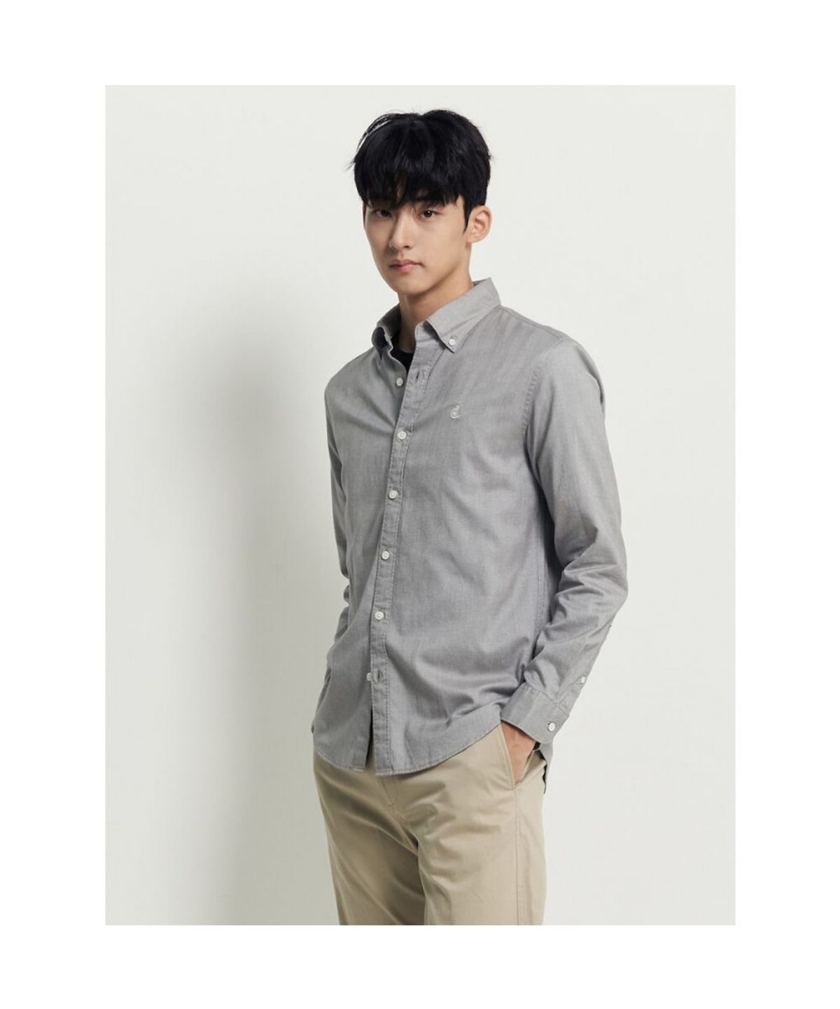 빈폴 멘(BEANPOLE MEN) 브러쉬드 헤링본 셔츠  그레이