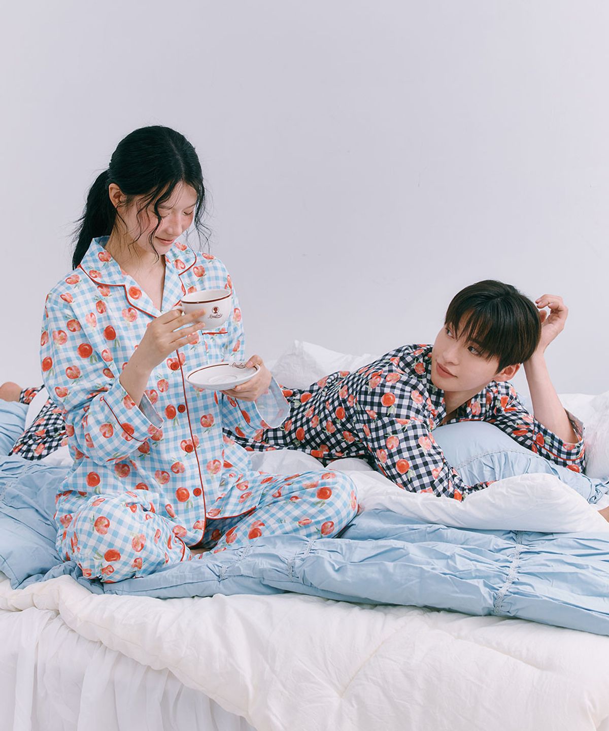 주디앤(JUDYN) 피치 긴팔 잠옷 파자마 세트