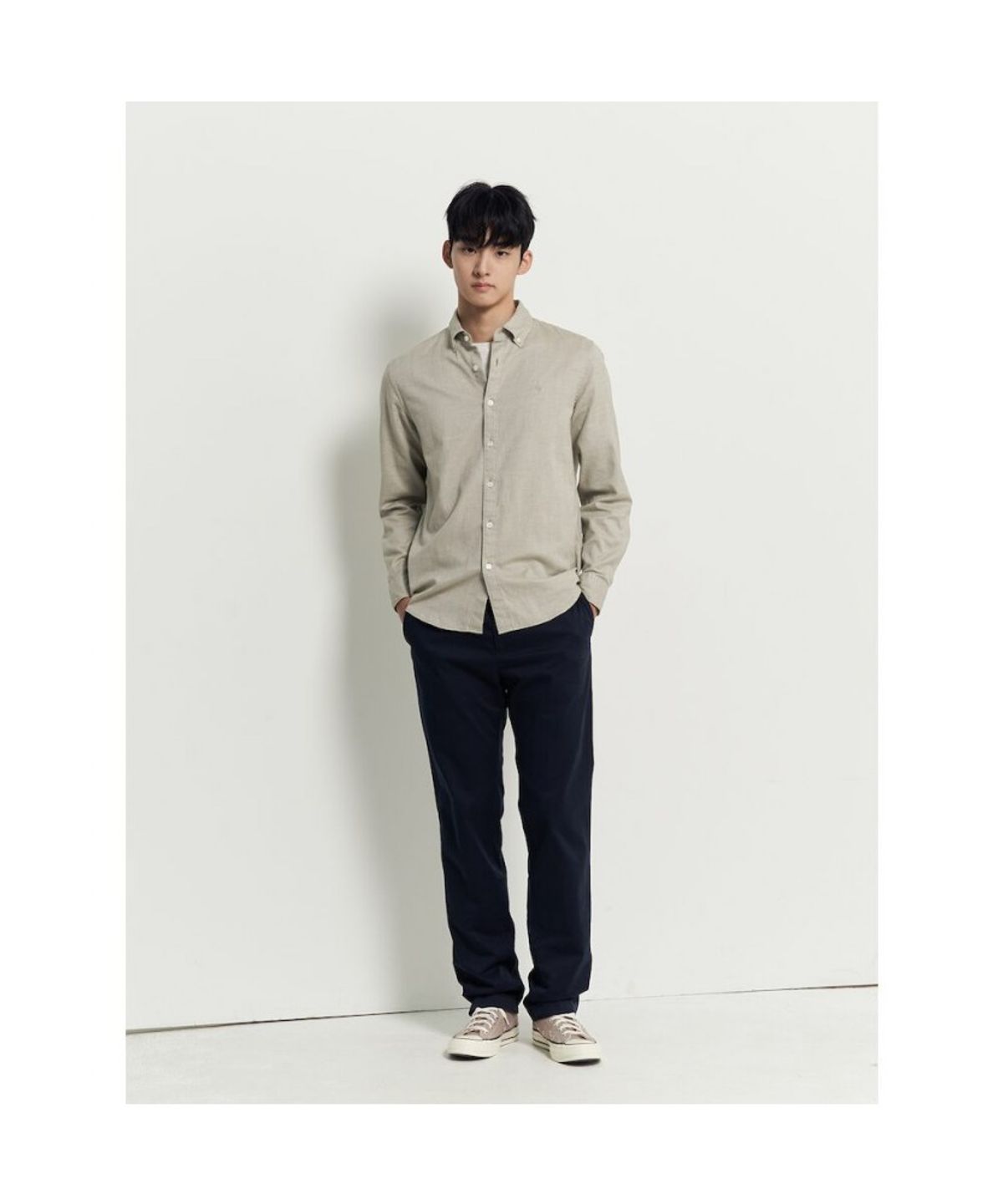 빈폴 멘(BEANPOLE MEN) 브러쉬드 헤링본 셔츠  카키