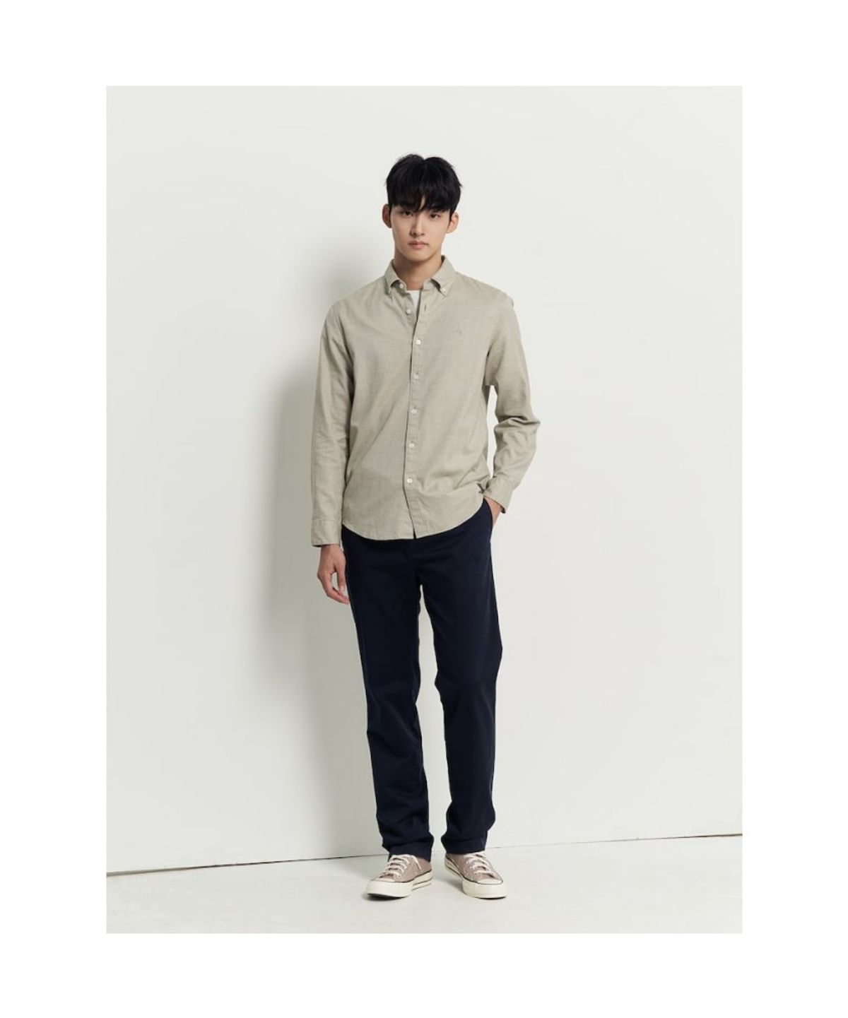 빈폴 멘(BEANPOLE MEN) 브러쉬드 헤링본 셔츠  카키