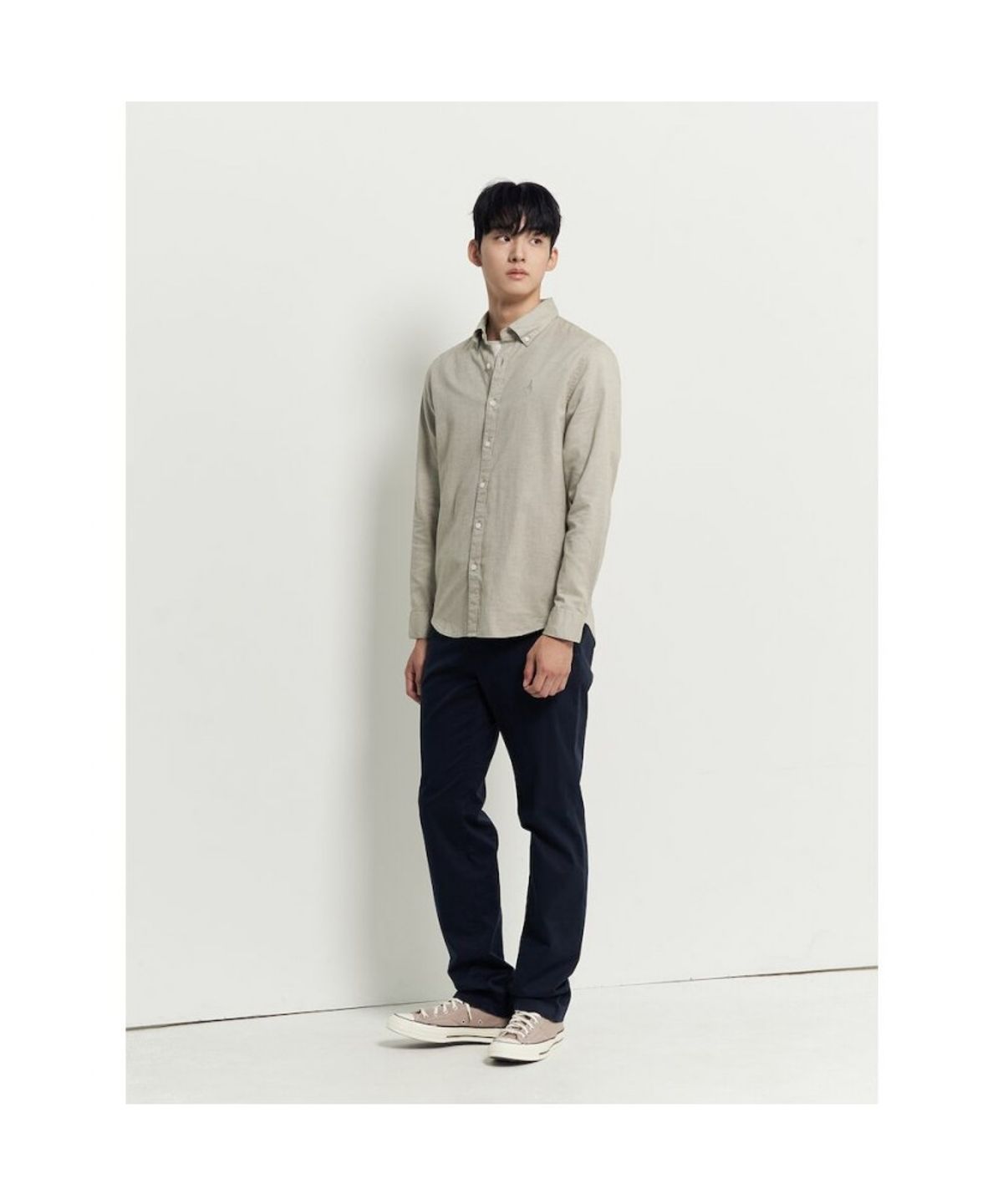 빈폴 멘(BEANPOLE MEN) 브러쉬드 헤링본 셔츠  카키