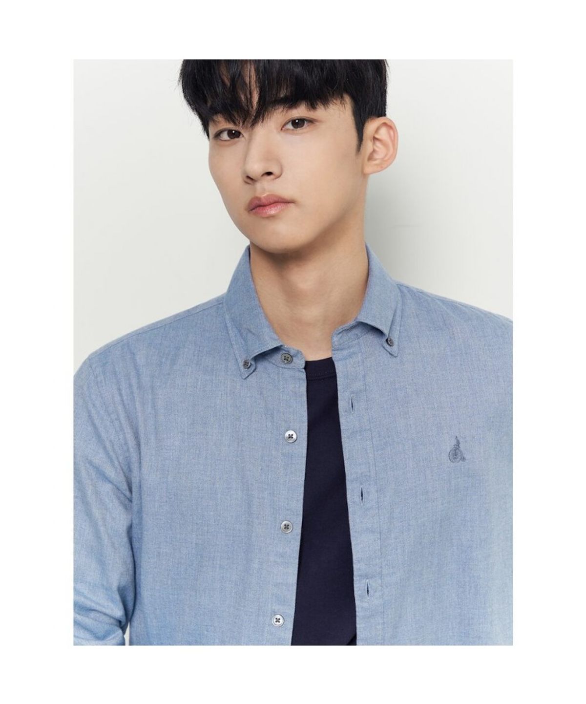빈폴 멘(BEANPOLE MEN) 브러쉬드 헤링본 셔츠  블루