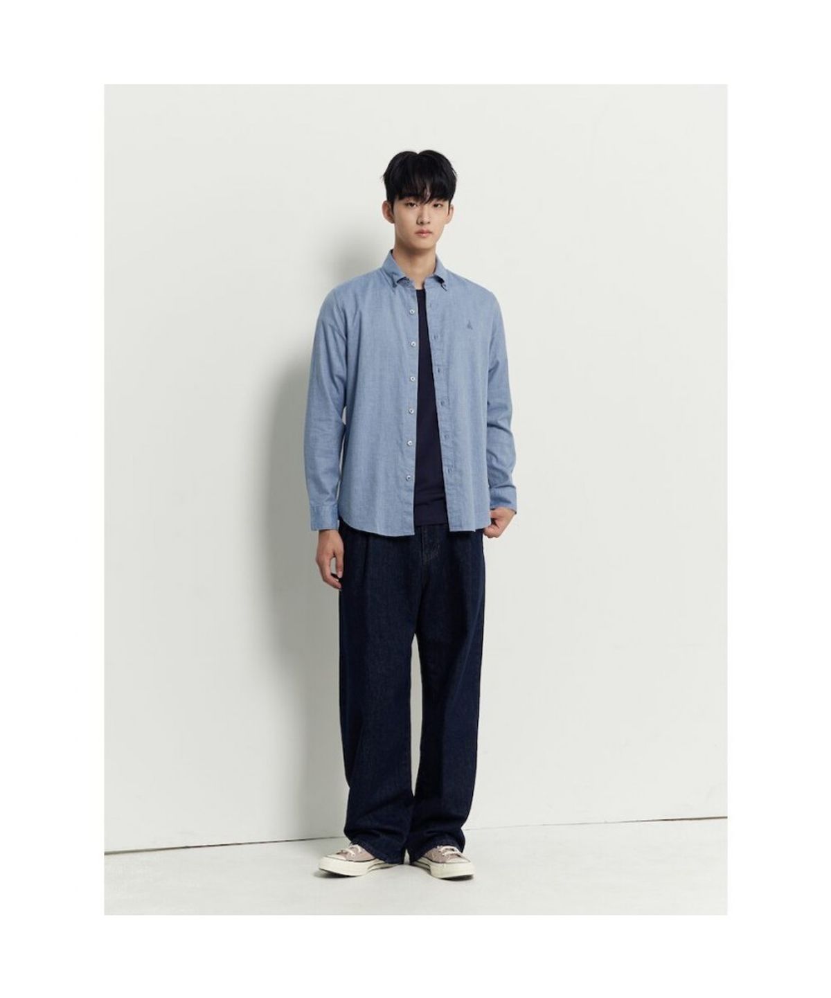 빈폴 멘(BEANPOLE MEN) 브러쉬드 헤링본 셔츠  블루