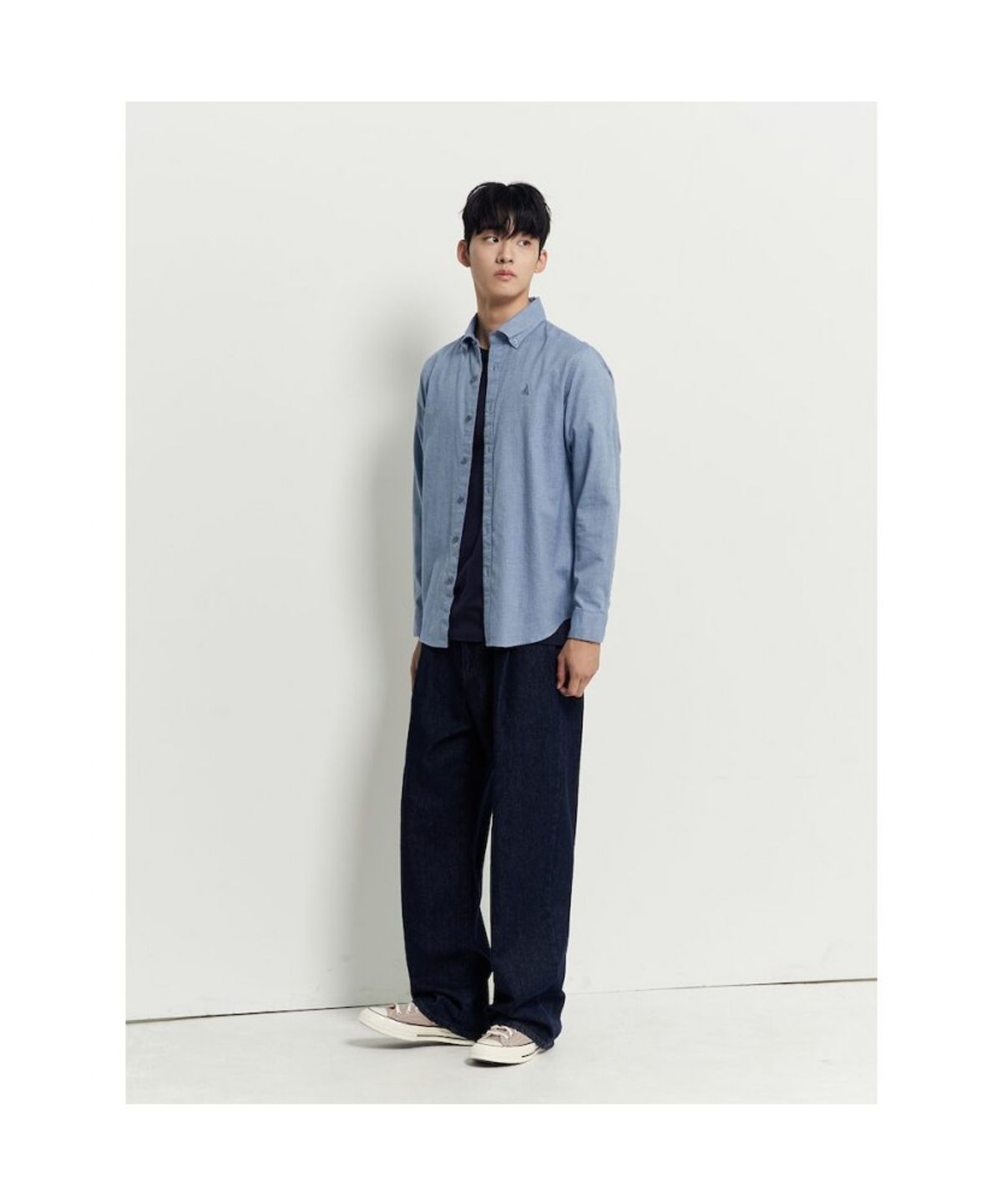 빈폴 멘(BEANPOLE MEN) 브러쉬드 헤링본 셔츠  블루