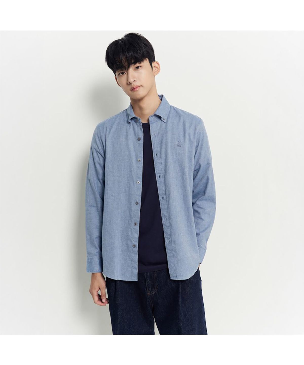 빈폴 멘(BEANPOLE MEN) 브러쉬드 헤링본 셔츠  블루