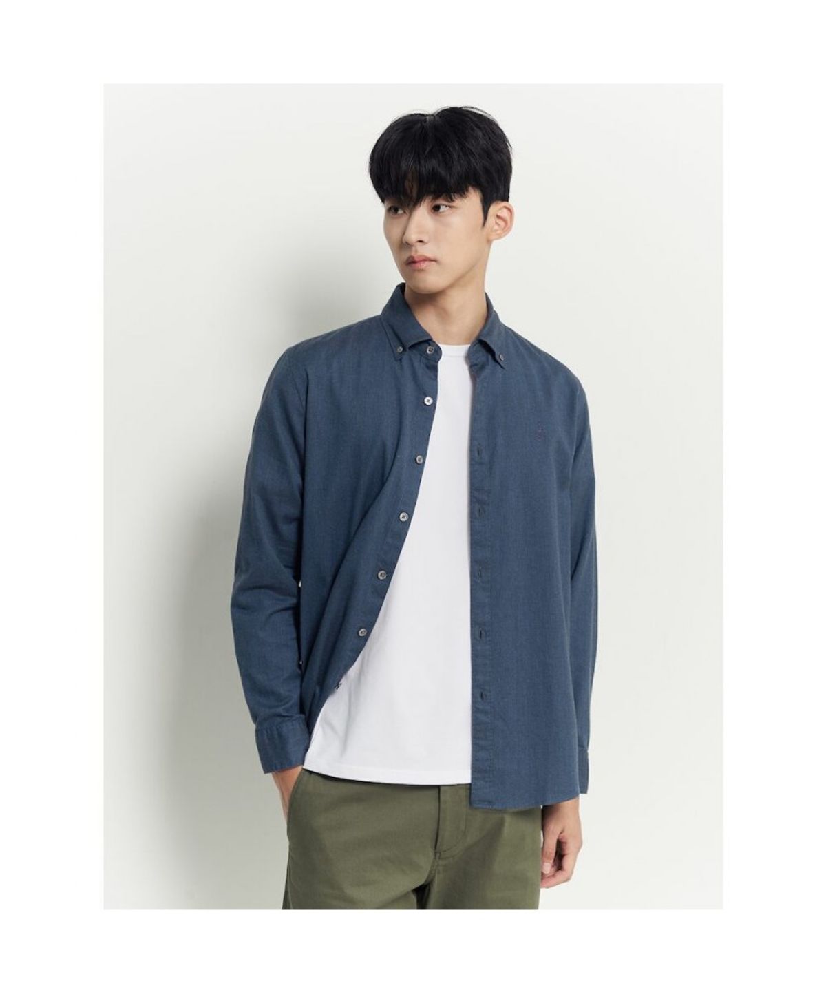 빈폴 멘(BEANPOLE MEN) 브러쉬드 헤링본 셔츠  네이비