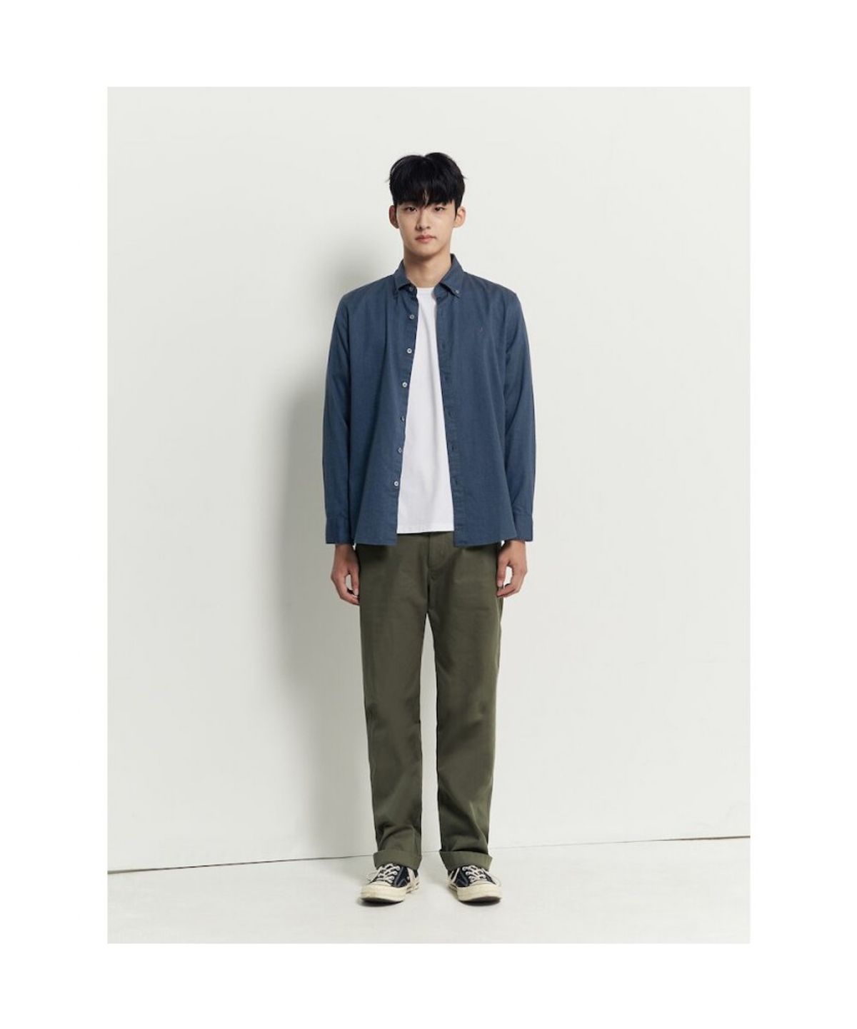 빈폴 멘(BEANPOLE MEN) 브러쉬드 헤링본 셔츠  네이비