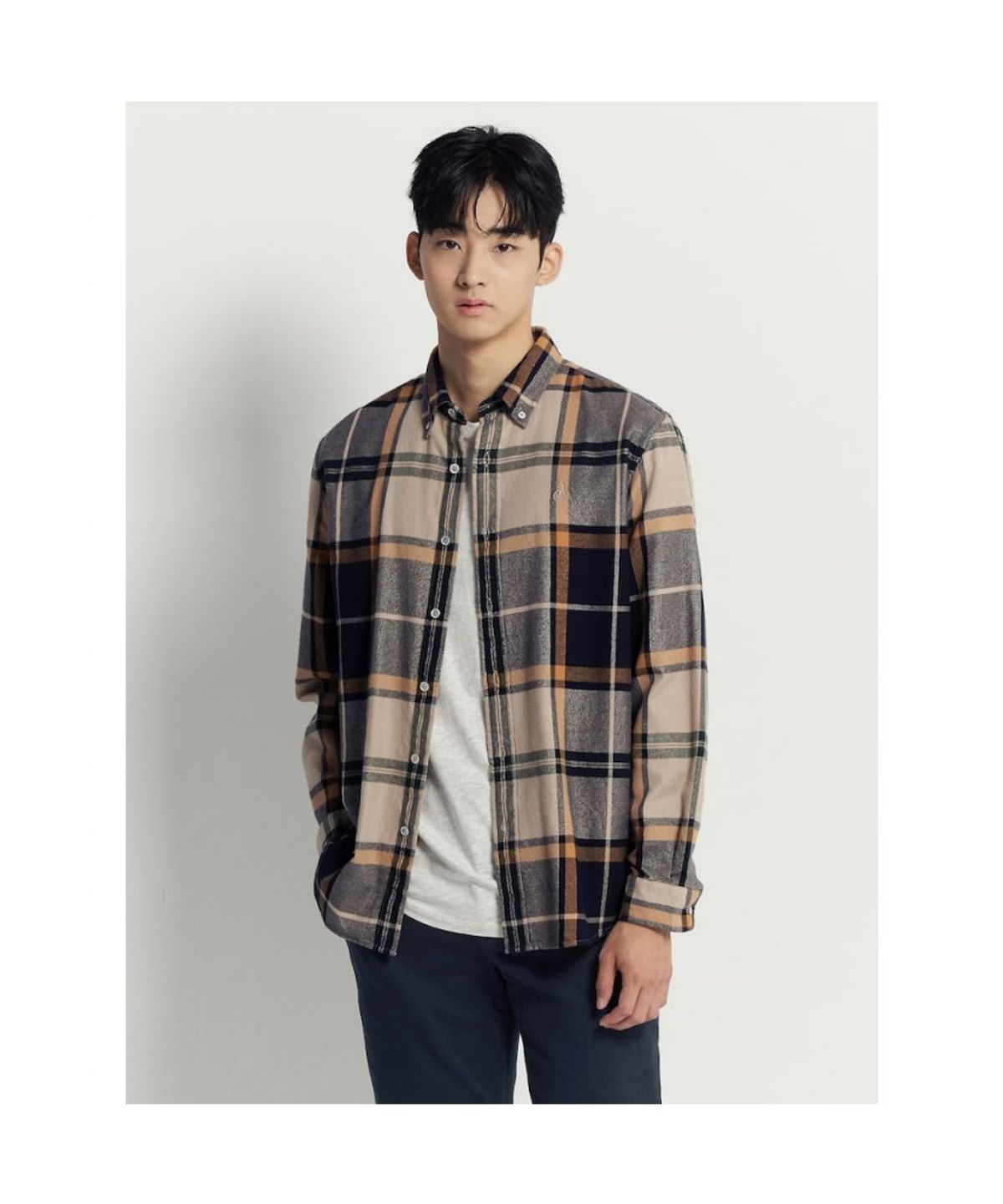 빈폴 멘(BEANPOLE MEN) 울코튼 빅체크 셔츠  베이지