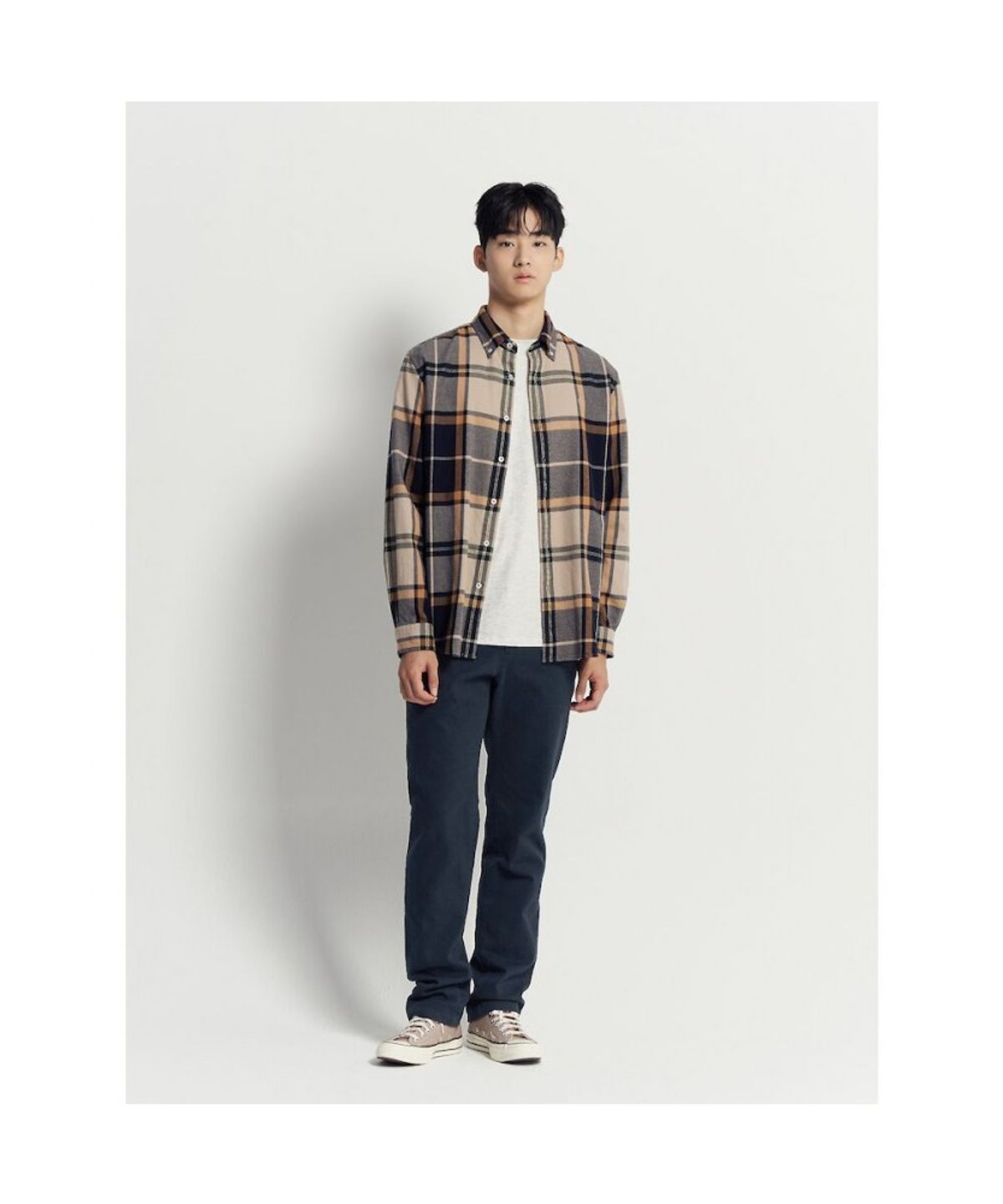 빈폴 멘(BEANPOLE MEN) 울코튼 빅체크 셔츠  베이지