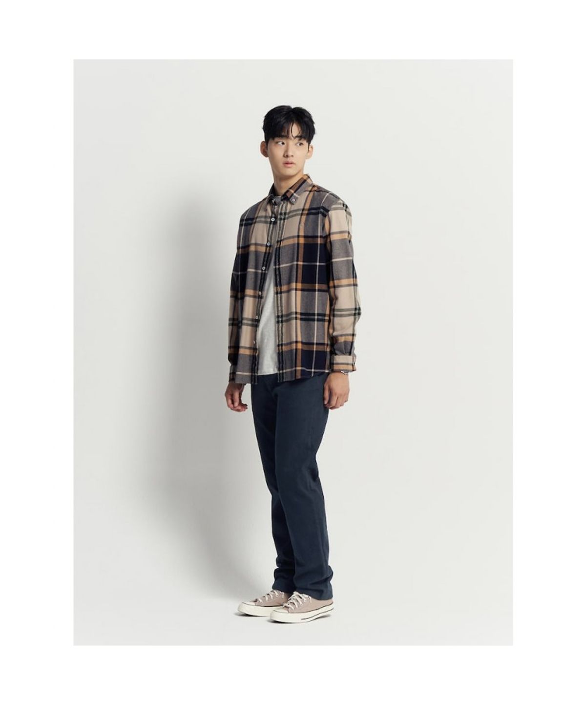 빈폴 멘(BEANPOLE MEN) 울코튼 빅체크 셔츠  베이지