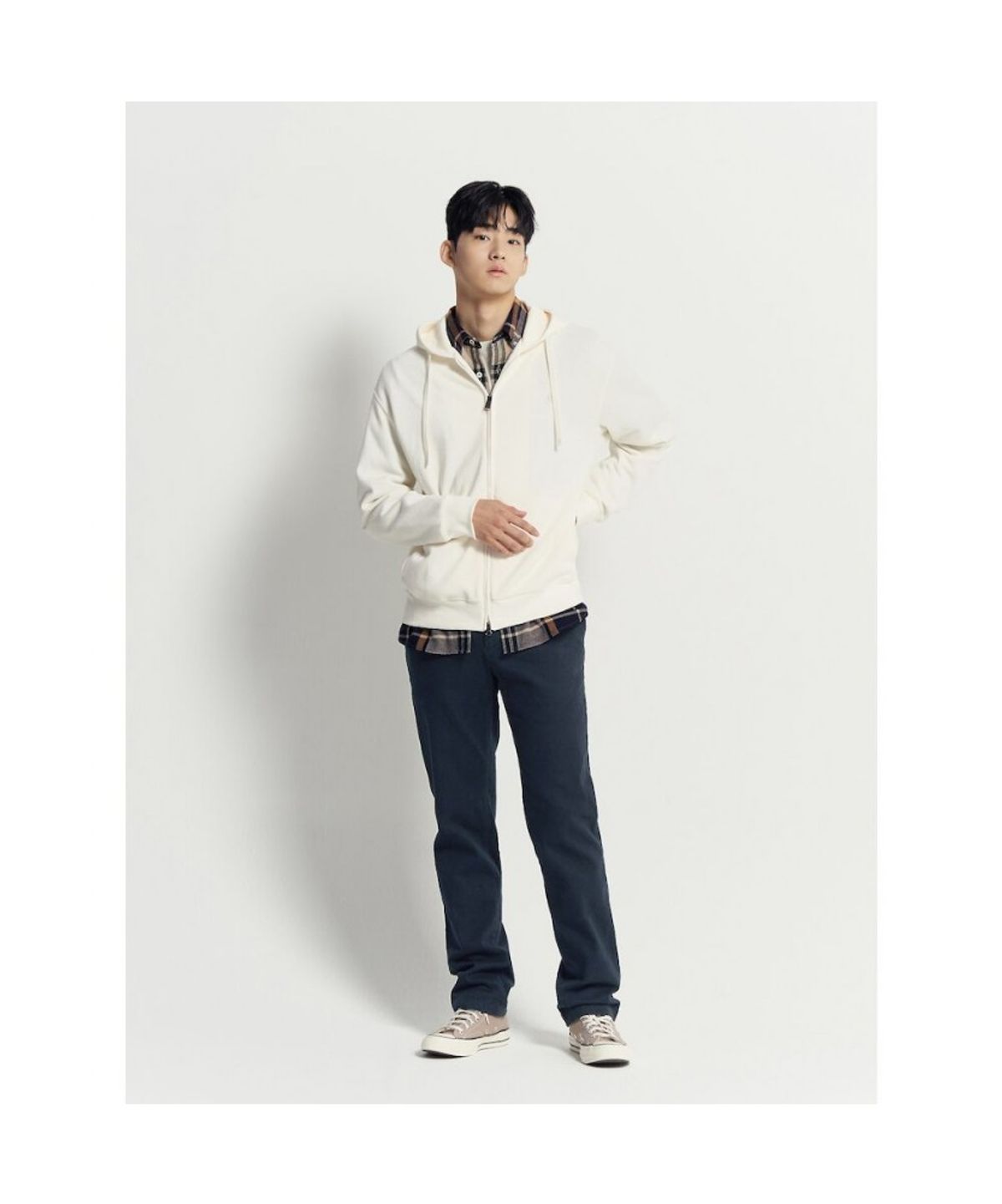 빈폴 멘(BEANPOLE MEN) 울코튼 빅체크 셔츠  베이지
