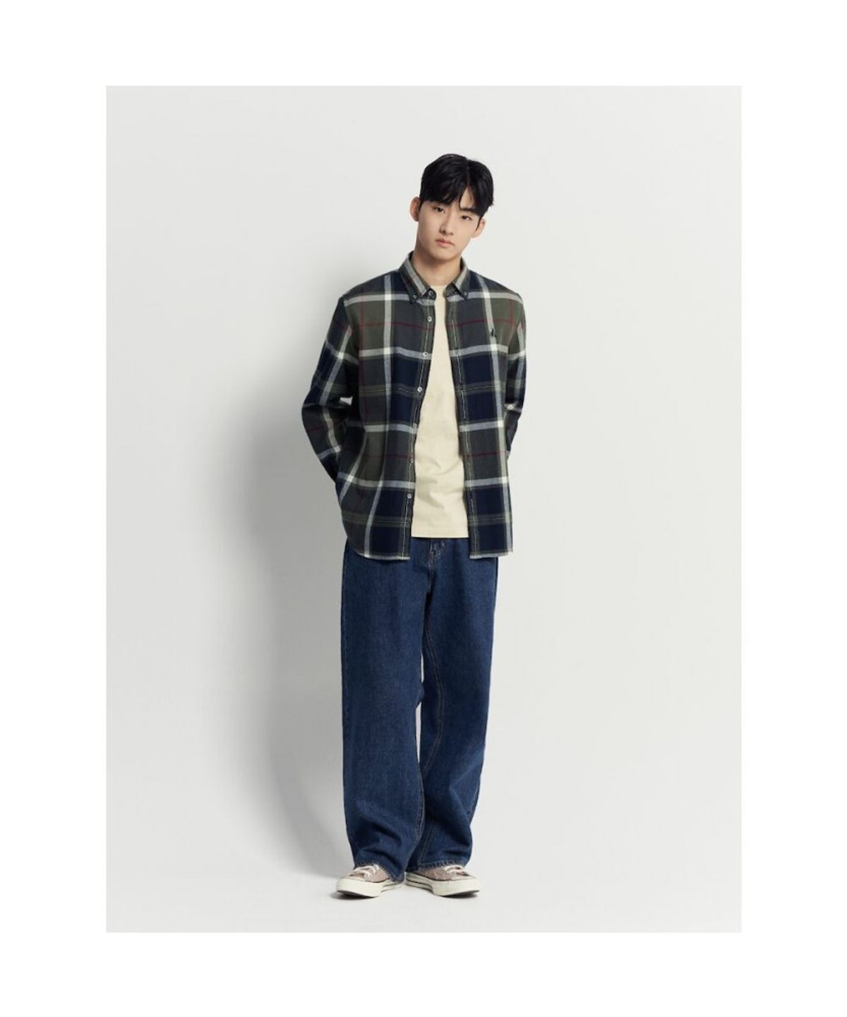 빈폴 멘(BEANPOLE MEN) 울코튼 빅체크 셔츠  카키