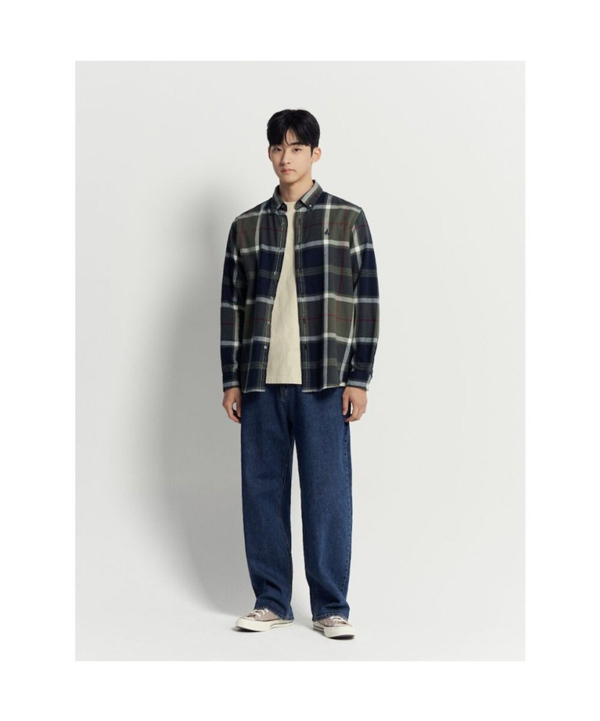 빈폴 멘(BEANPOLE MEN) 울코튼 빅체크 셔츠  카키