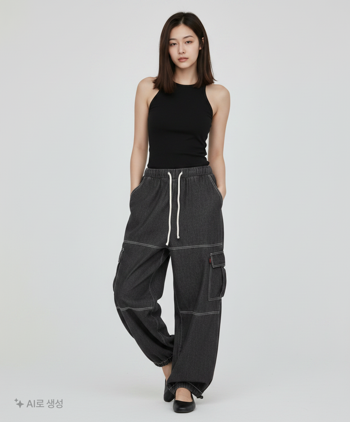 오디너리 홀리데이(ORDINARY HOLIDAY) 데님스티치와이드팬츠 DENIM STITCH POINT WIDE PANTS FREE