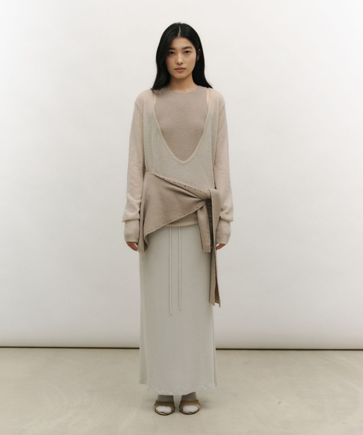로우타이드(LOW TIDE) SOFT FRAY KNIT SCARF [OLIVE]