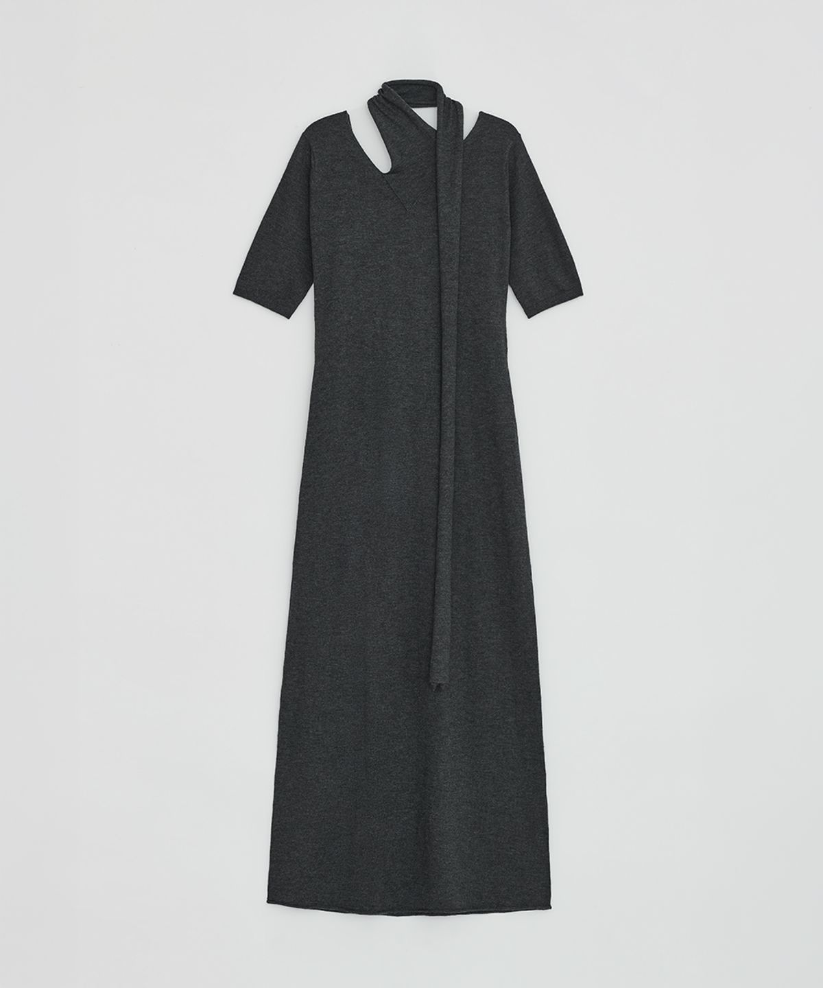 로우타이드(LOW TIDE) SCARF KNIT DRESS [CHARCOAL]