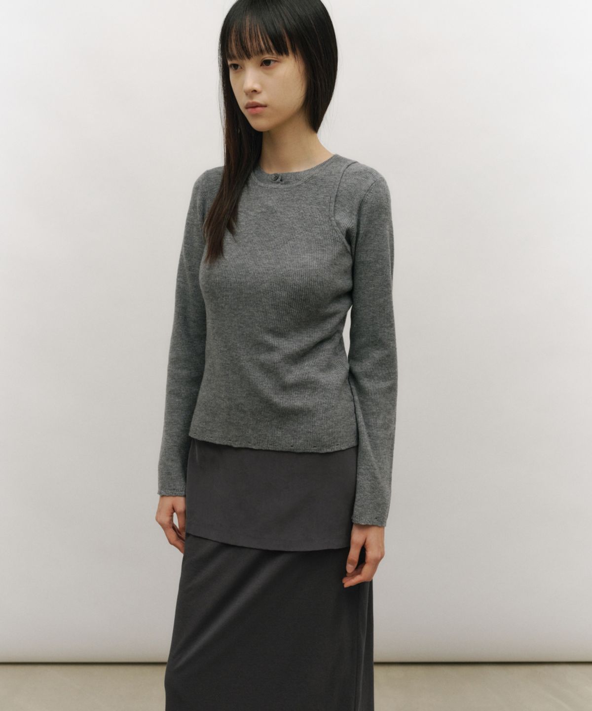 로우타이드(LOW TIDE) SOFT FRAY KNIT SLEEVELESS TOP [MELANGE GREY]