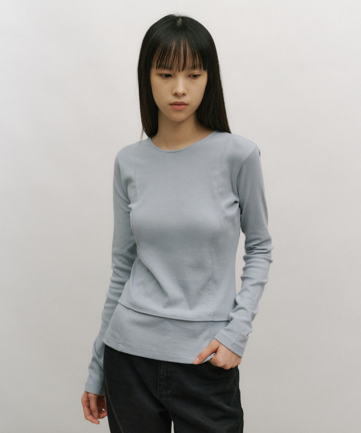 로우타이드(LOW TIDE) BACK SLIT LONG SLEEVE T-SHIRT [SKY BLUE]