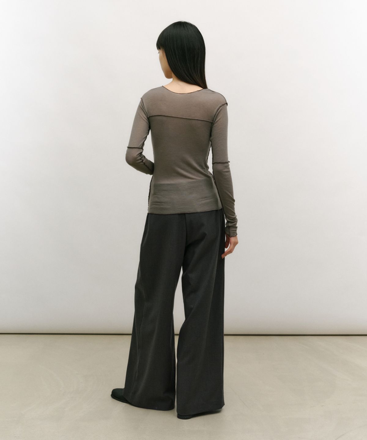 로우타이드(LOW TIDE) SOFT STITCH LINE T-SHIRT [MOCHA]