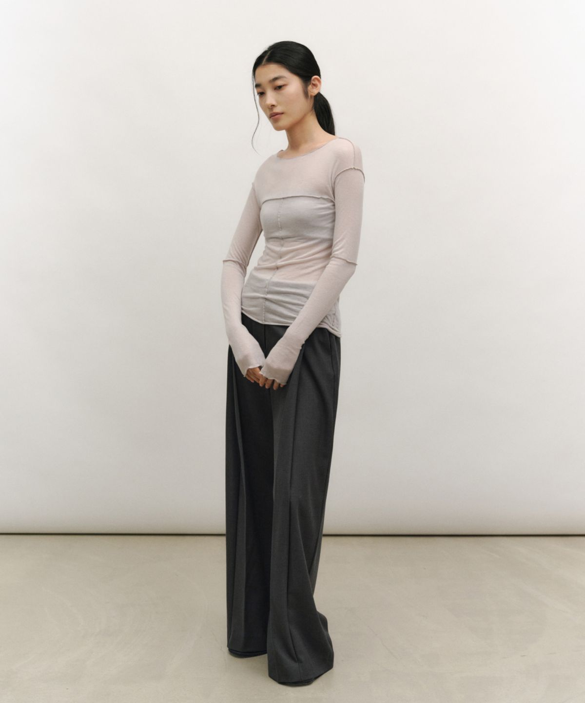 로우타이드(LOW TIDE) SOFT STITCH LINE T-SHIRT [LILAC]