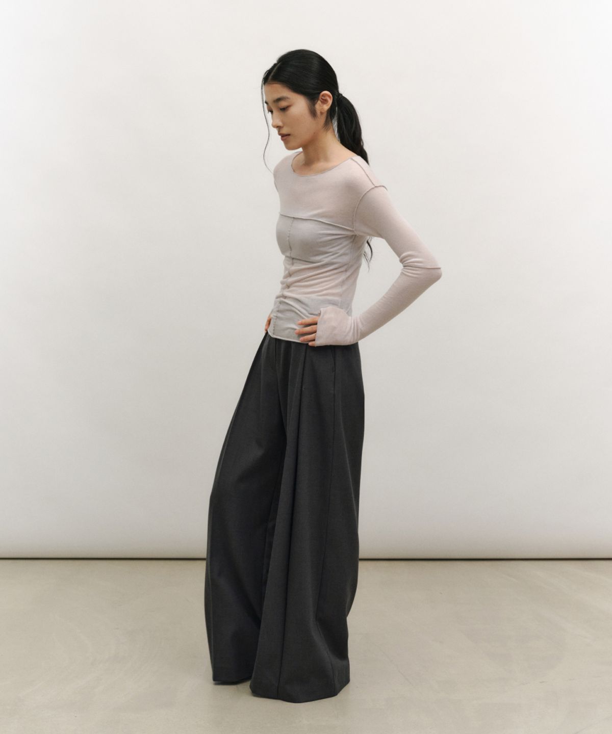 로우타이드(LOW TIDE) SOFT STITCH LINE T-SHIRT [LILAC]