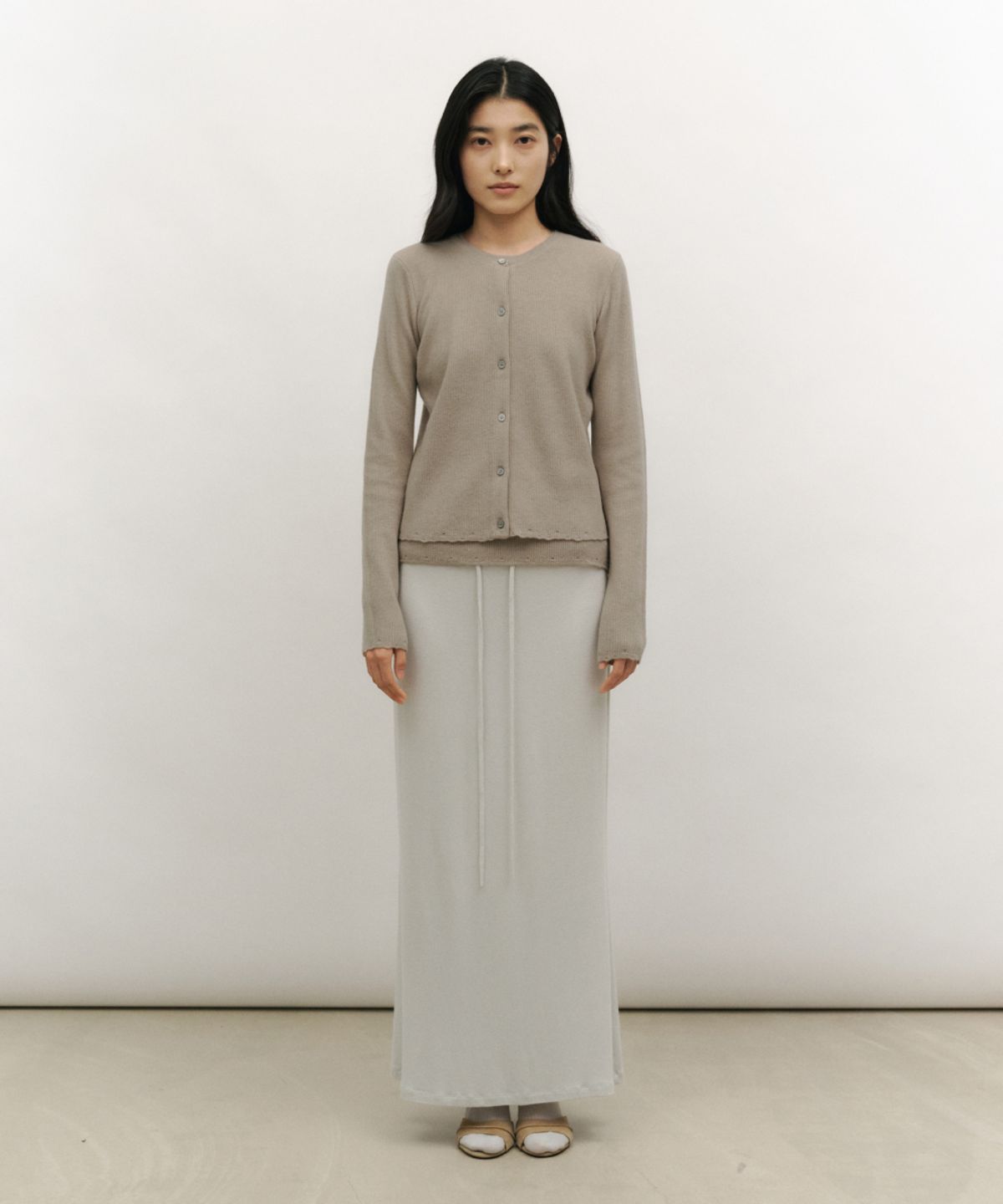 로우타이드(LOW TIDE) SOFT FRAY KNIT CARDIGAN [OLIVE]