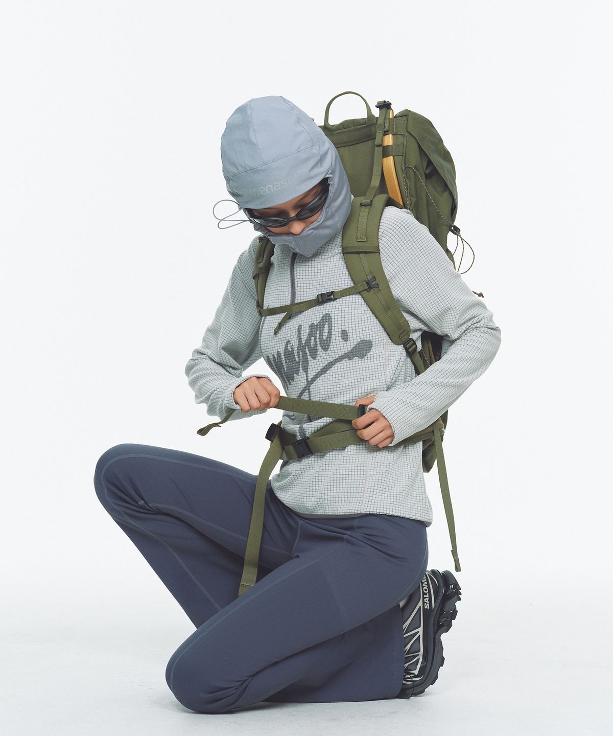 미나수(MENASOO) Fleece Lined Balaclava Neck Warmer_Blue Gray