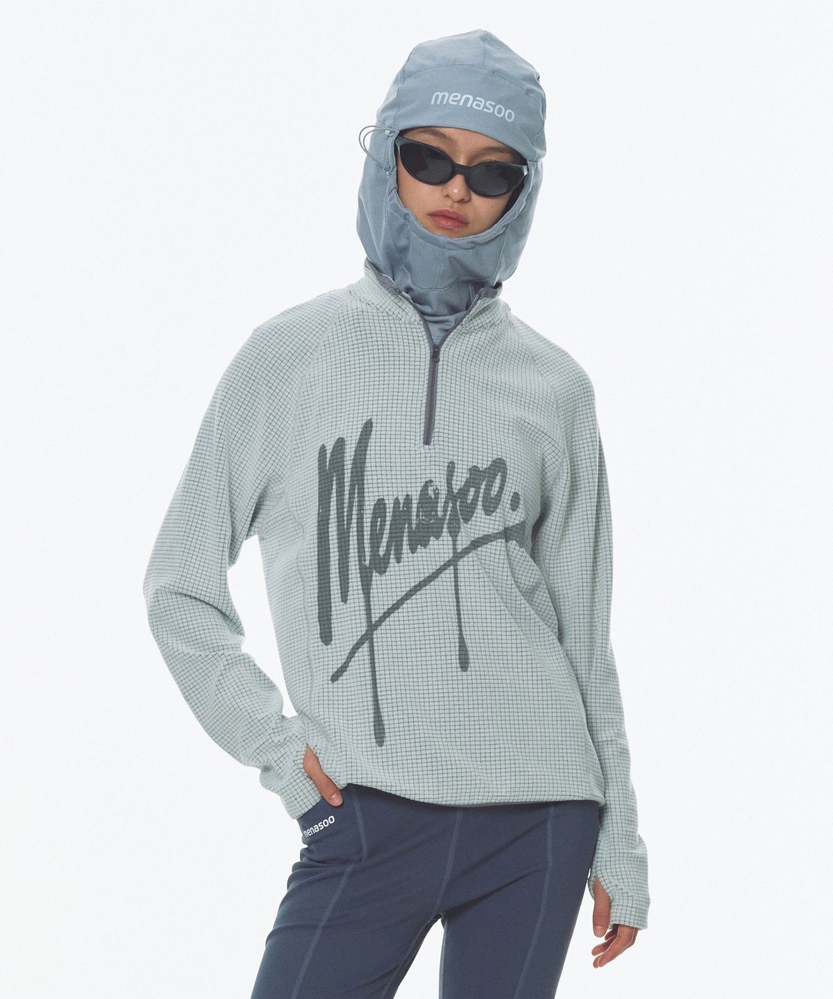 미나수(MENASOO) Fleece Lined Balaclava Neck Warmer_Blue Gray