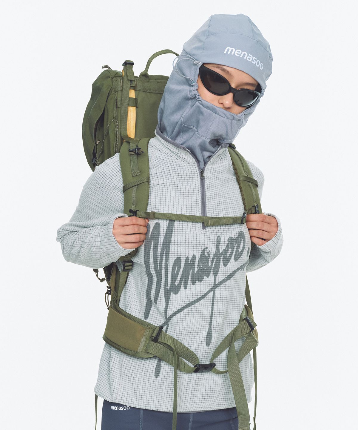 미나수(MENASOO) Fleece Lined Balaclava Neck Warmer_Blue Gray