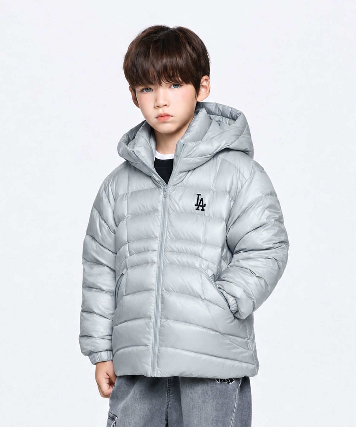 엠엘비 키즈(MLB KIDS) 아웃도어 모디파이드 글로시 경량다운 LA (L.Blue)