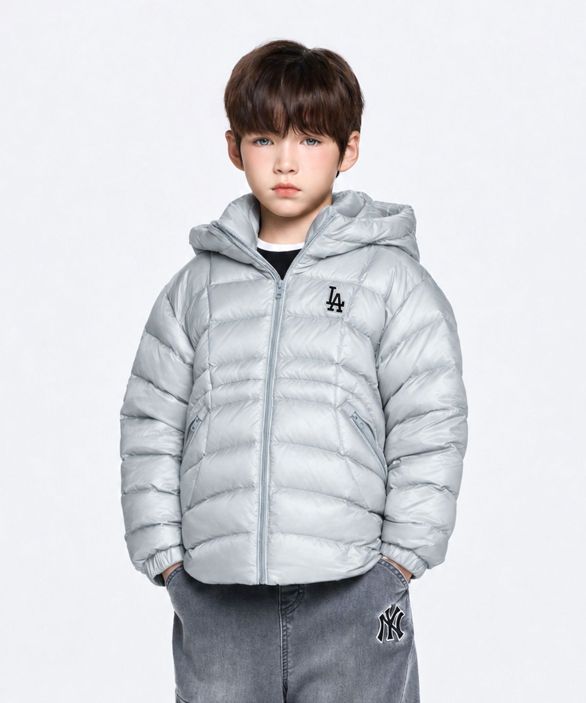 엠엘비 키즈(MLB KIDS) 아웃도어 모디파이드 글로시 경량다운 LA (L.Blue)