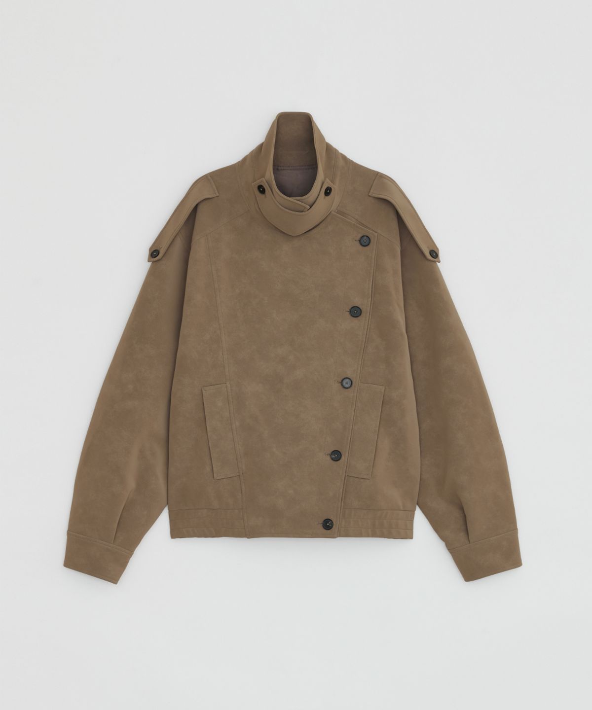 로우타이드(LOW TIDE) HIGH NECK DOUBLE LEATHER JACKET [CAMEL]