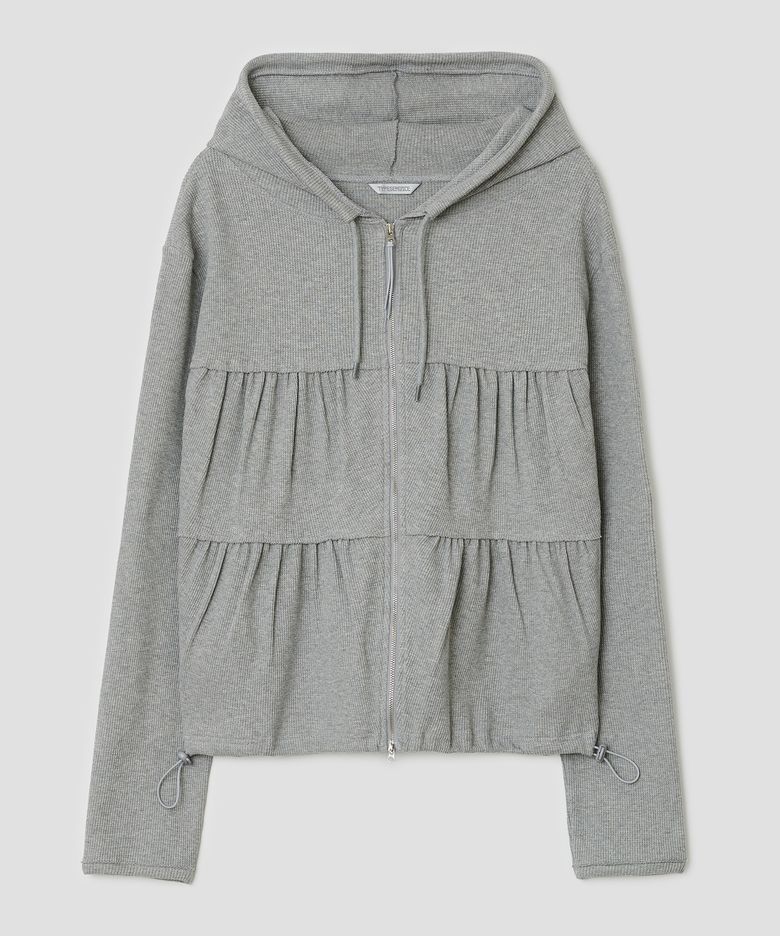 Tiered Zip Hoodie [Gray]