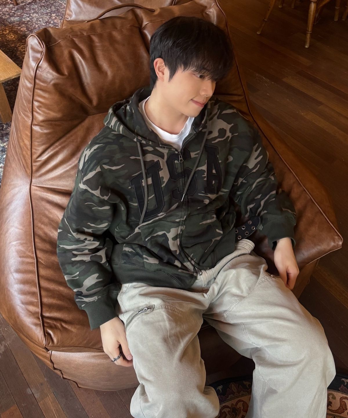 후아유(WHO.A.U) Camo USA Hood Zip-up(Over-fit) / WHMZG4992U