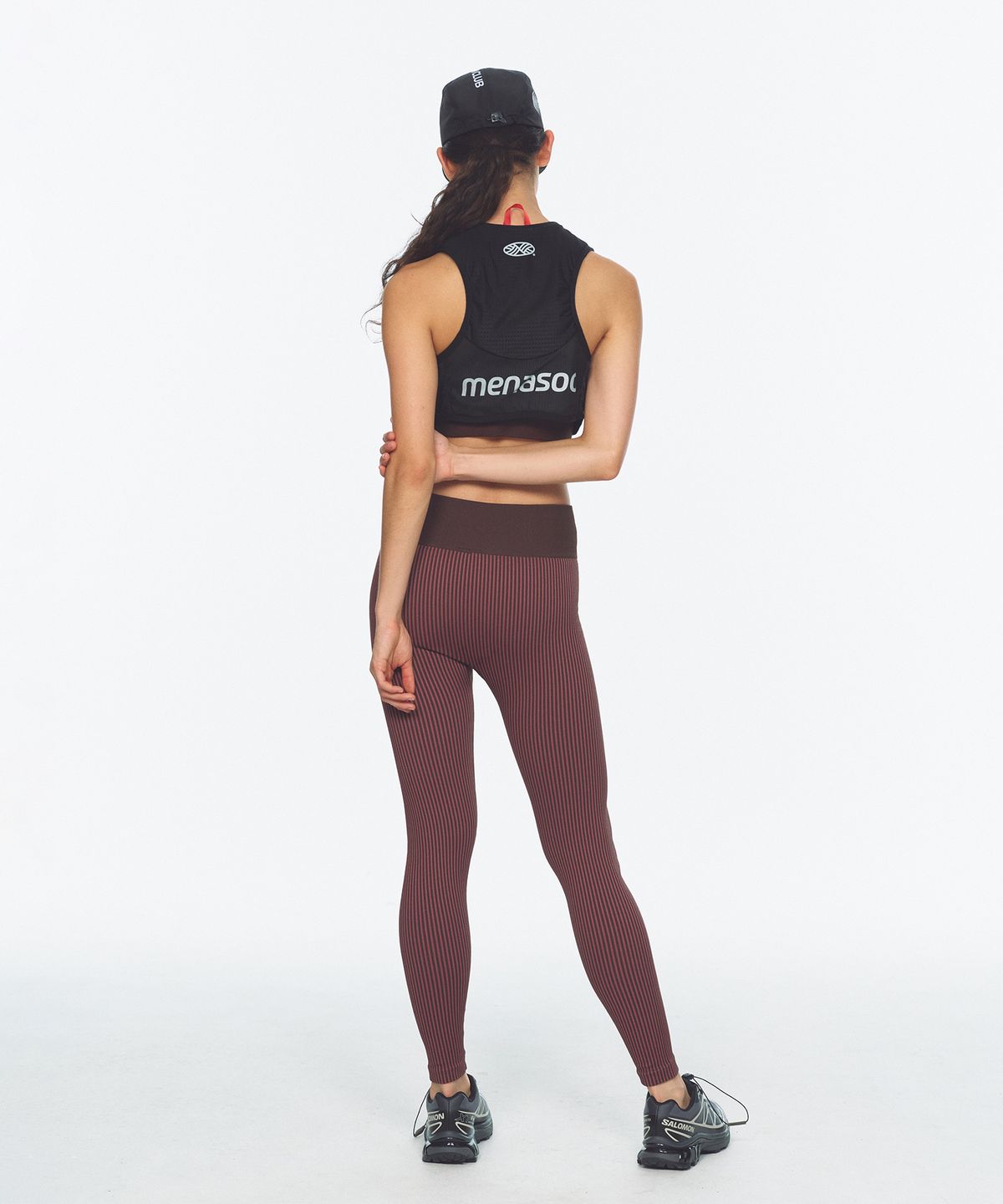 미나수(MENASOO) Two Tone Wholegarment Knit Long Leggings 10부_Pink