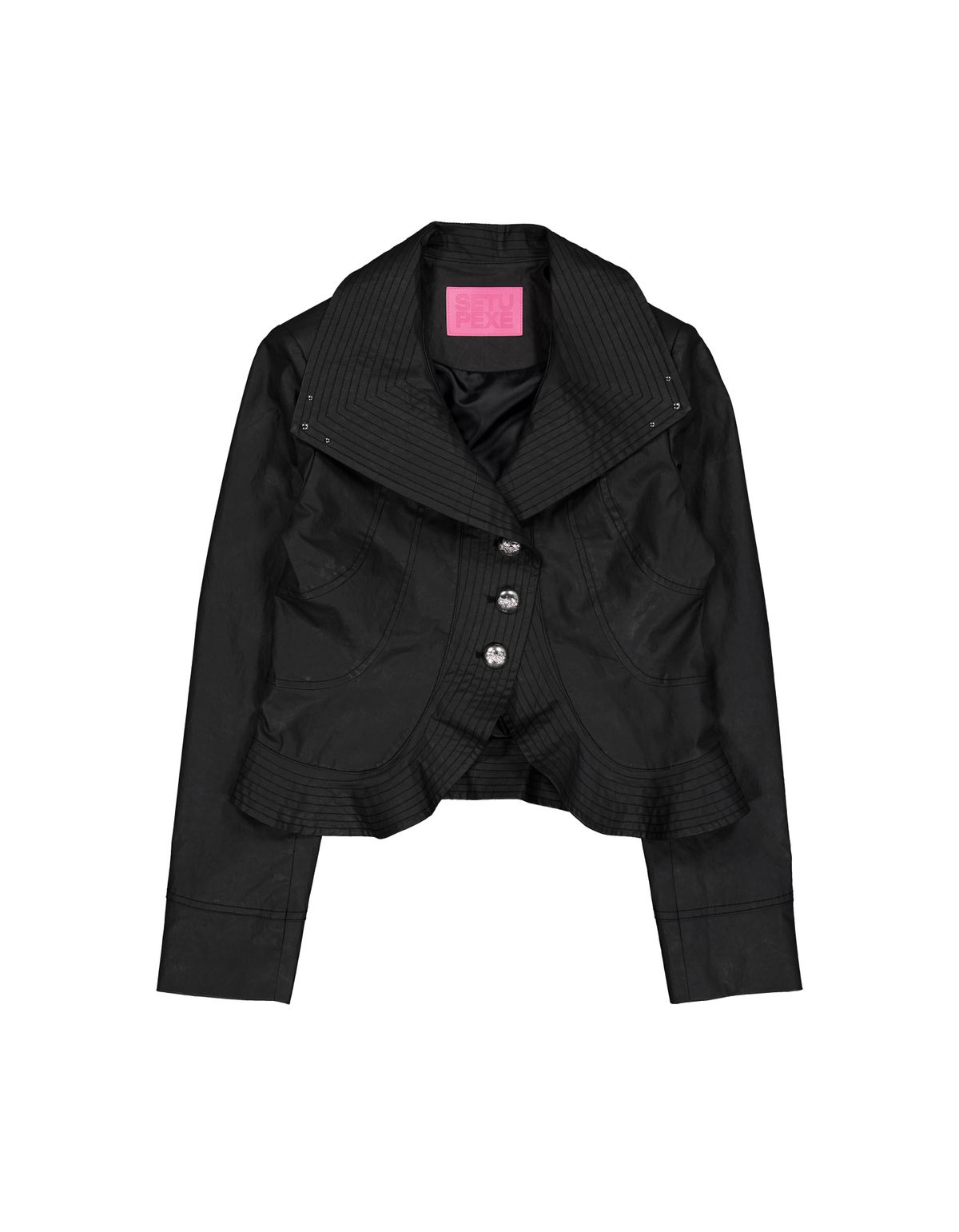 셋업이엑스이(SETUP-EXE) COATED STITCH FLARE JACKET / BLACK