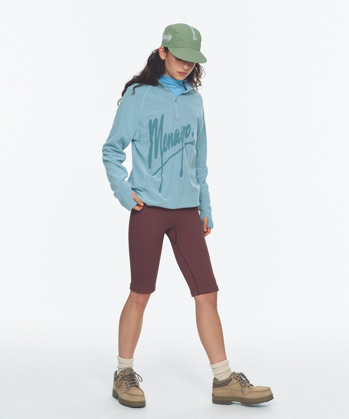 미나수(MENASOO) Two Tone Wholegarment Knit Knee Length Leggings 5부_Pink
