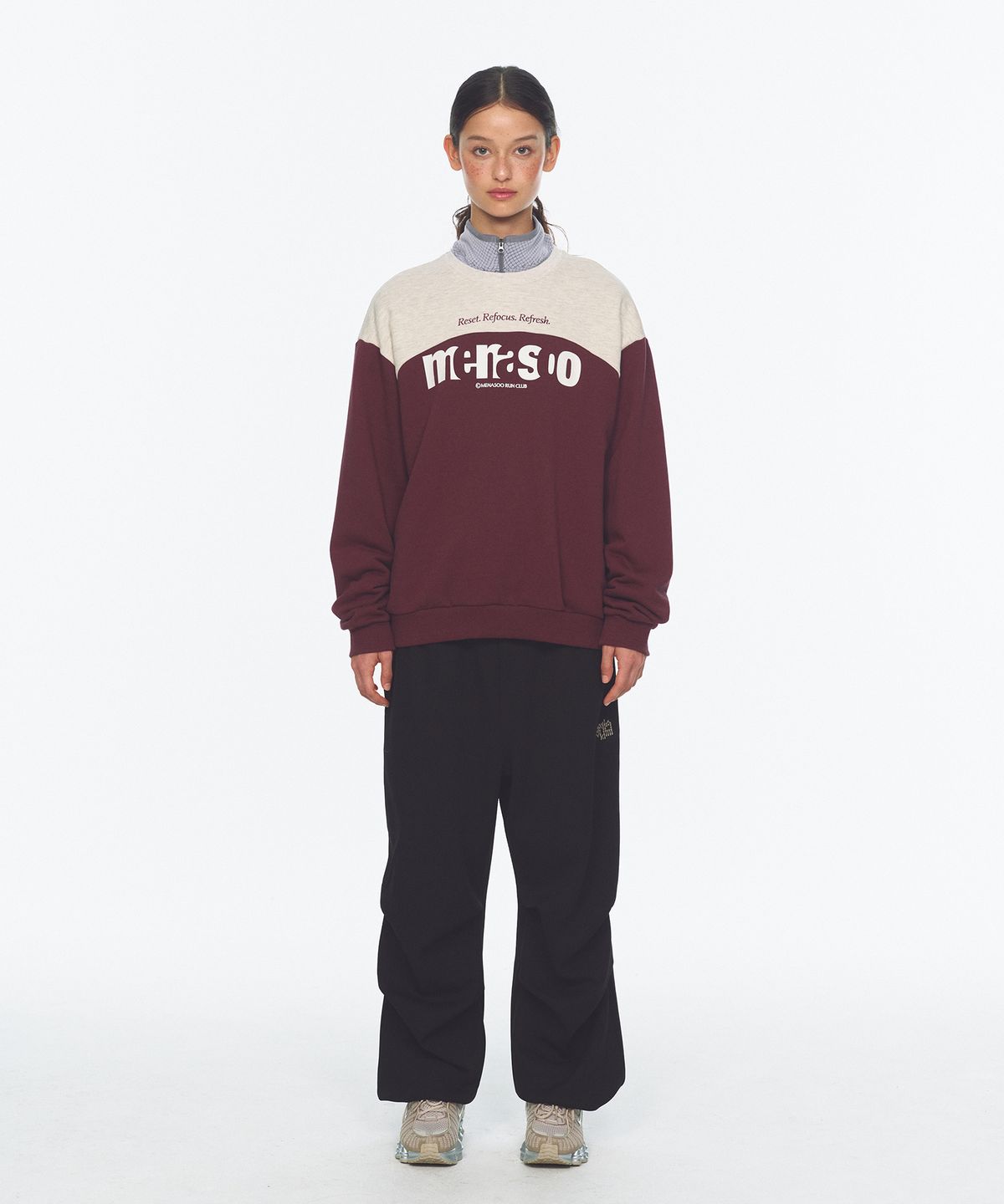미나수(MENASOO) Waffle Layered Waist Pants_Black
