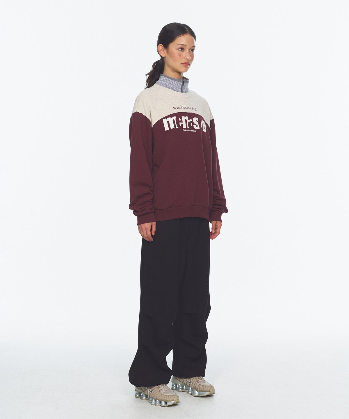 미나수(MENASOO) Waffle Layered Waist Pants_Black