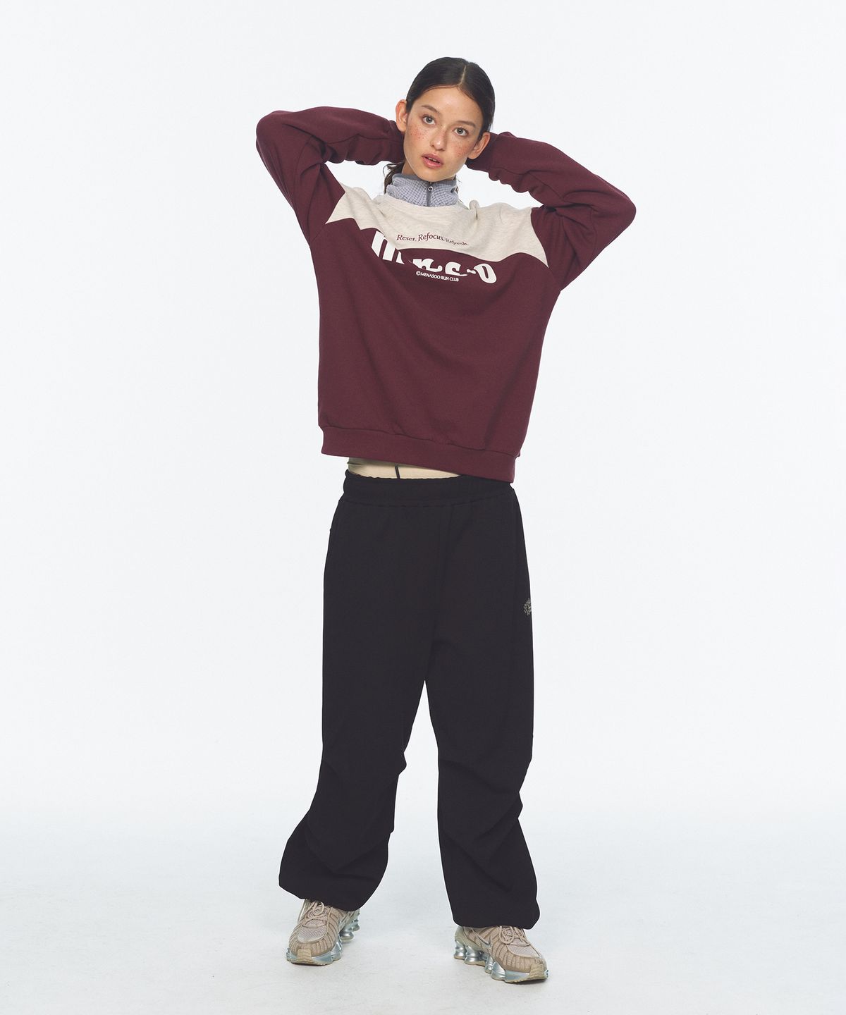 미나수(MENASOO) Waffle Layered Waist Pants_Black