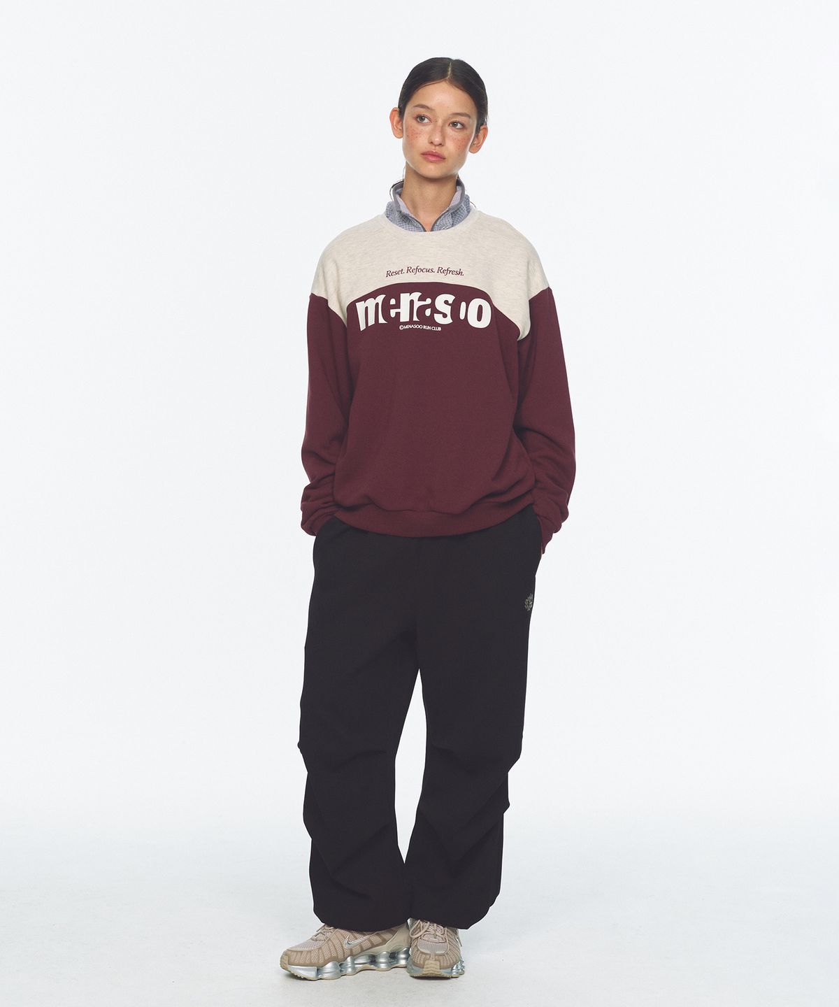 미나수(MENASOO) Waffle Layered Waist Pants_Black