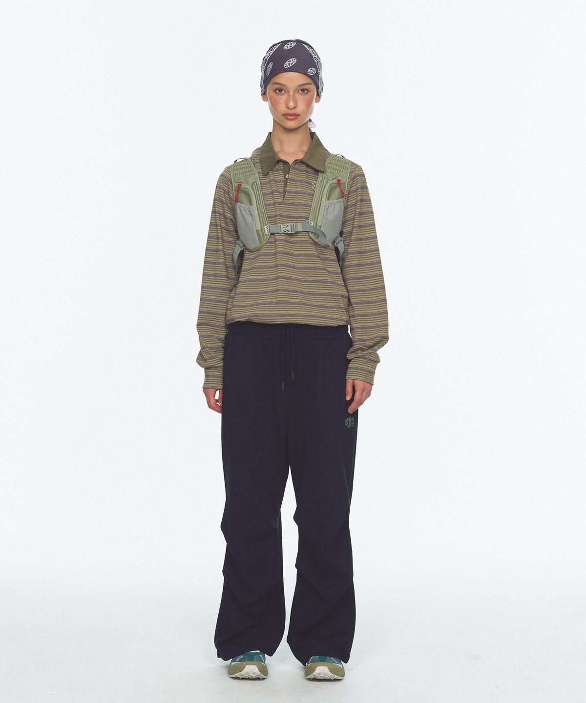 미나수(MENASOO) Waffle Layered Waist Pants_Navy