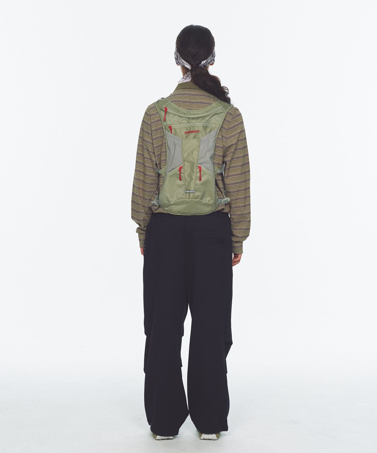 미나수(MENASOO) Waffle Layered Waist Pants_Navy