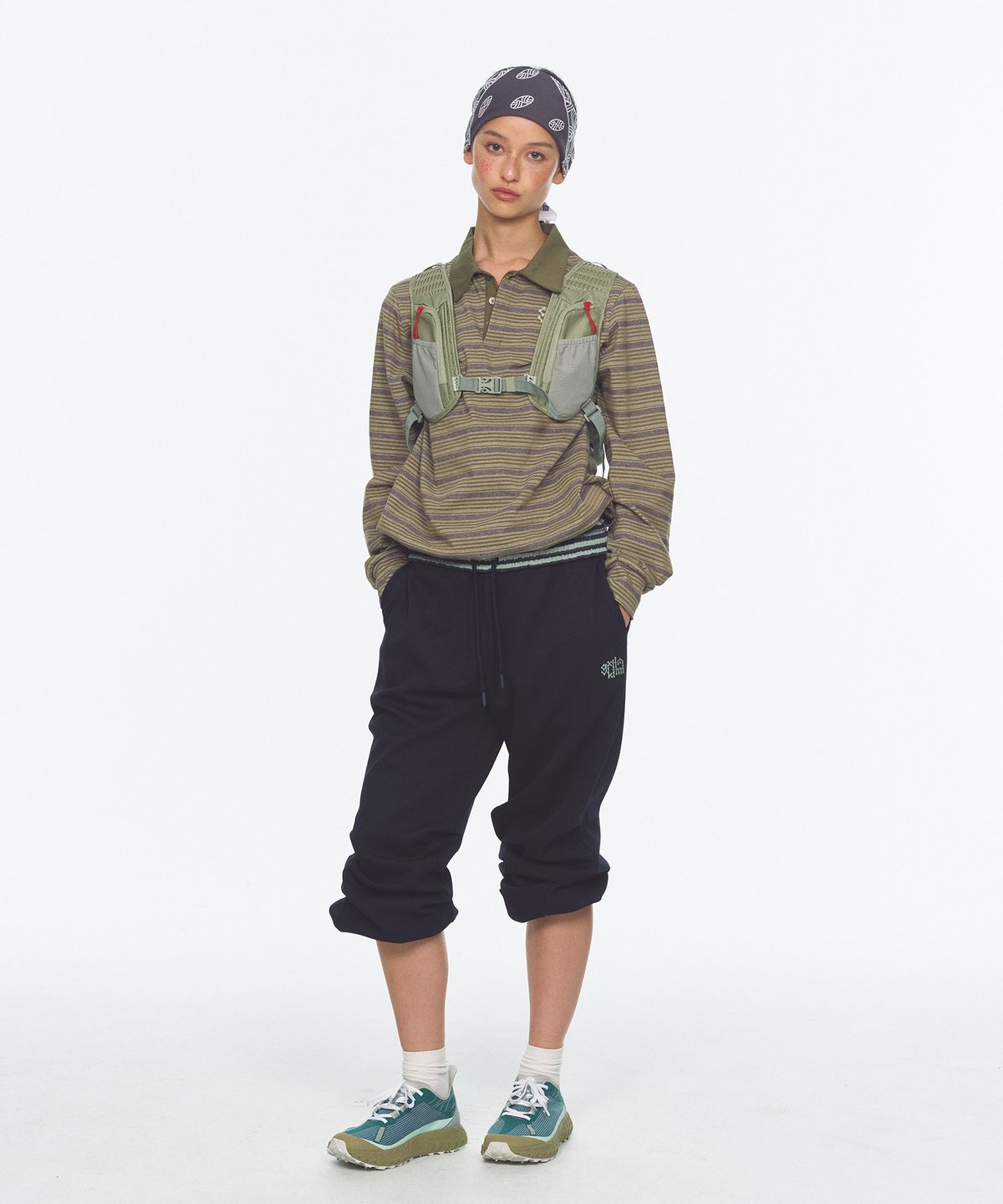 미나수(MENASOO) Waffle Layered Waist Pants_Navy