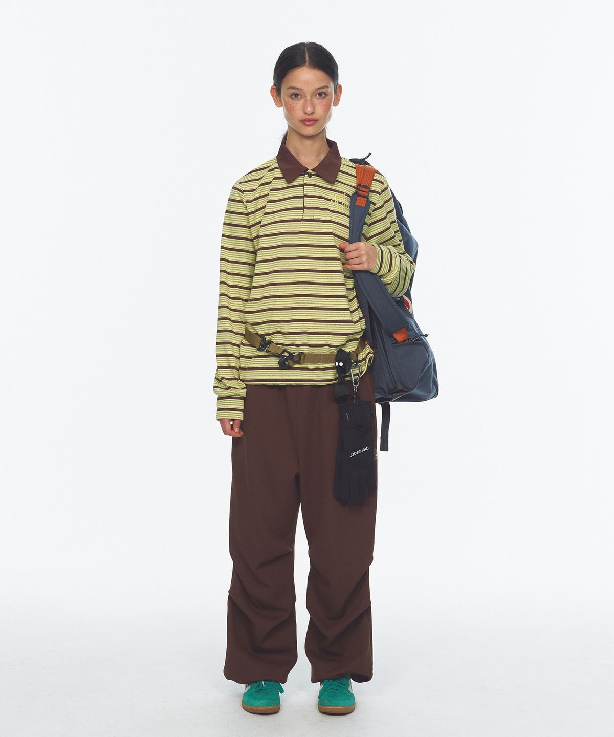 미나수(MENASOO) Waffle Layered Waist Pants_Brown