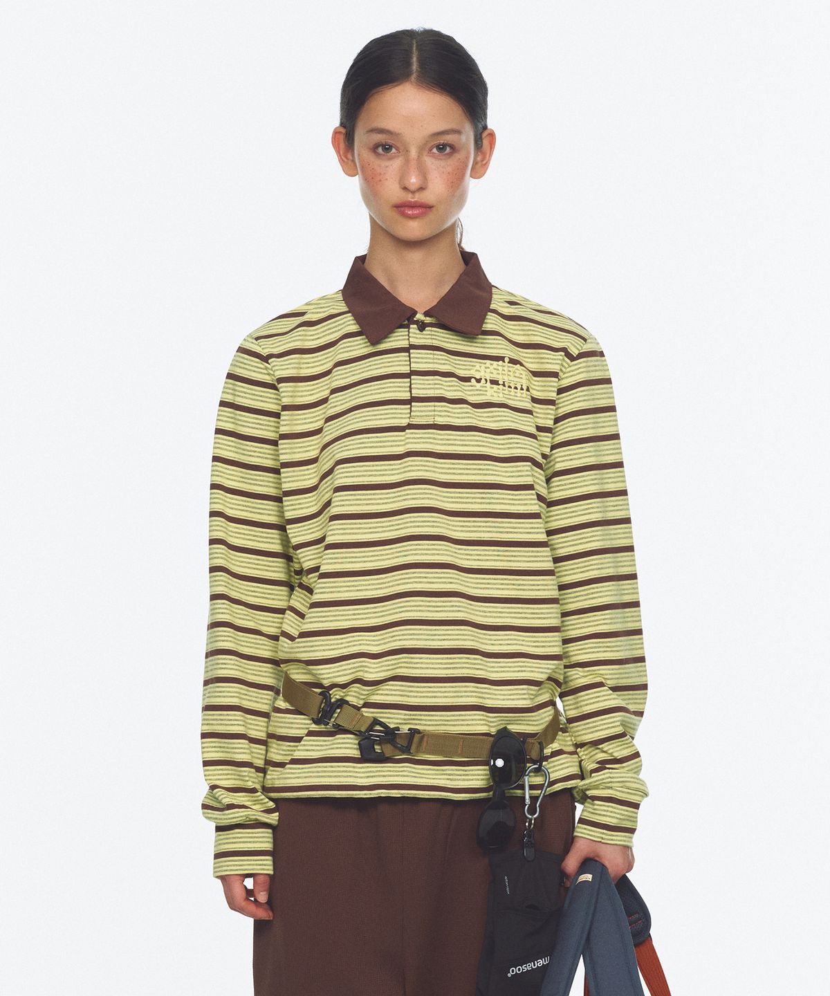 미나수(MENASOO) Vintage Stripe Rugby T Shirt_Yellow