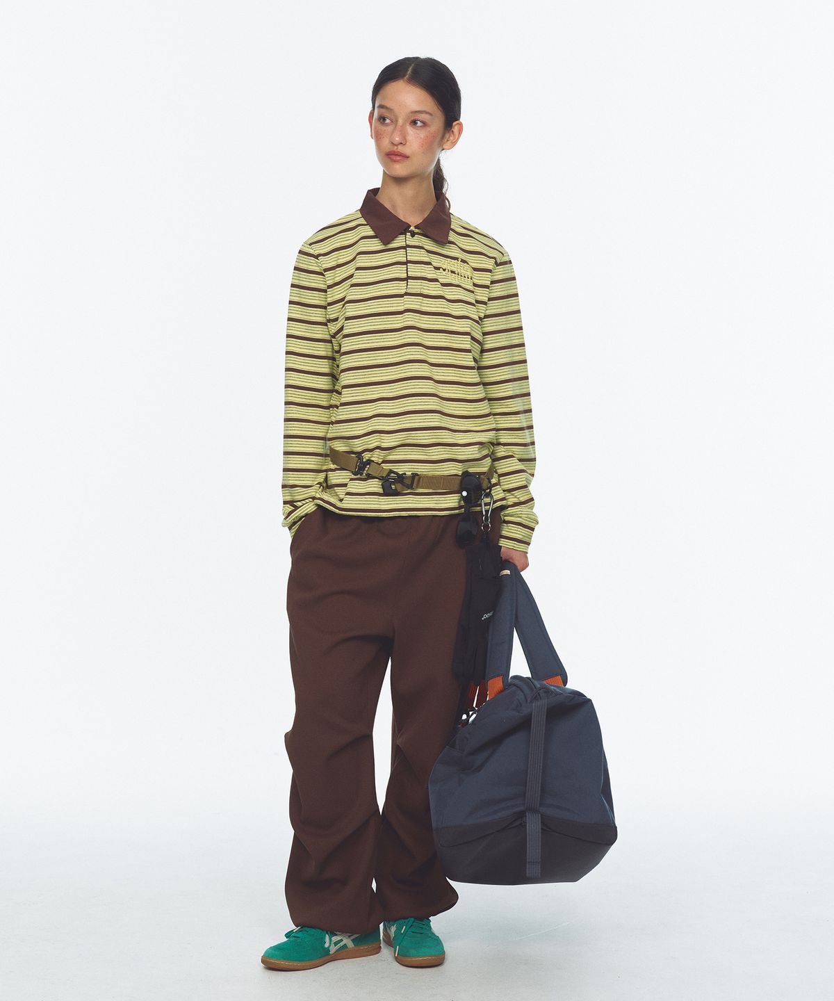 미나수(MENASOO) Vintage Stripe Rugby T Shirt_Yellow
