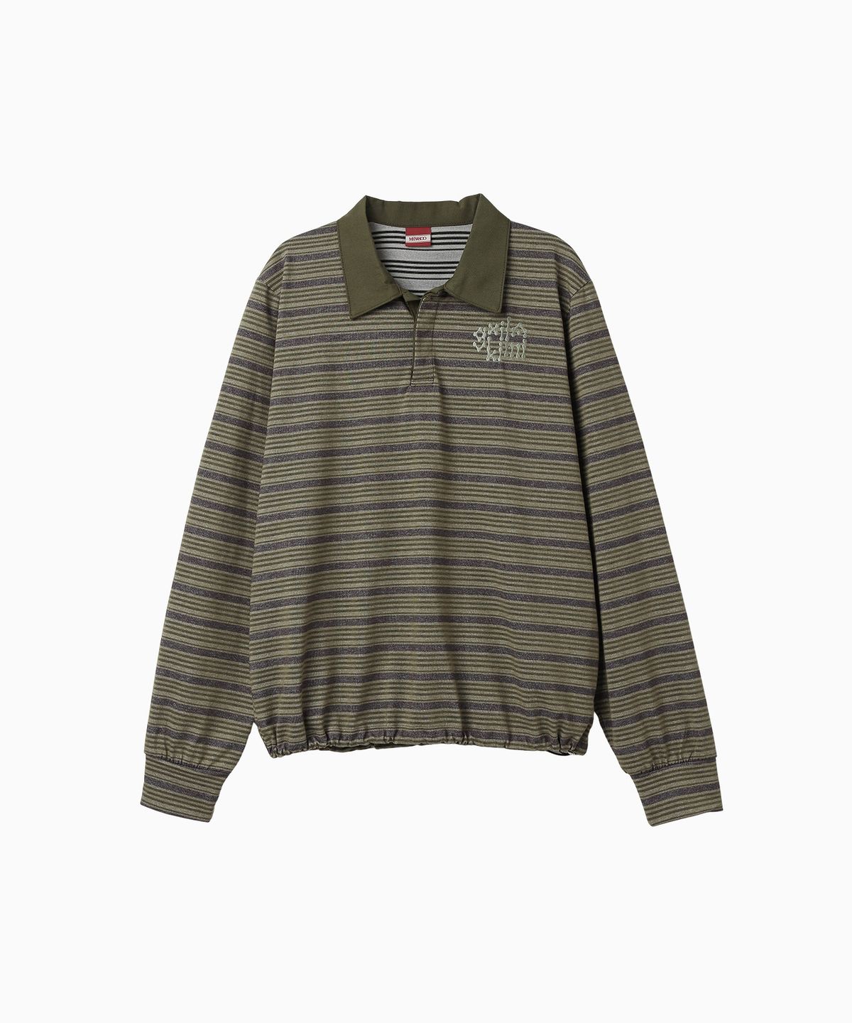 미나수(MENASOO) Vintage Stripe Rugby T Shirt_Khaki