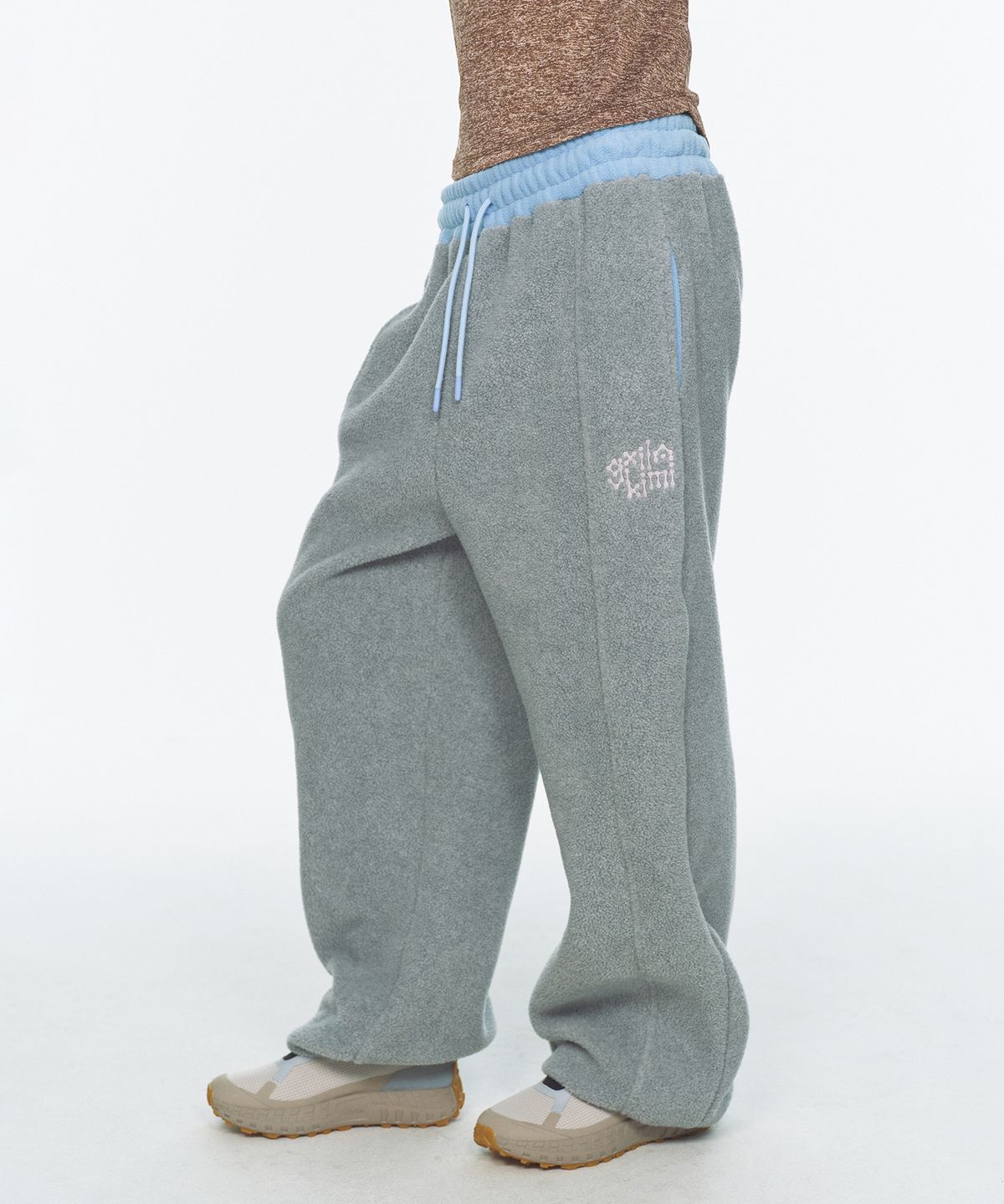 미나수(MENASOO) Waist Point Warm Fleece Jogger Pants_Melange Gray